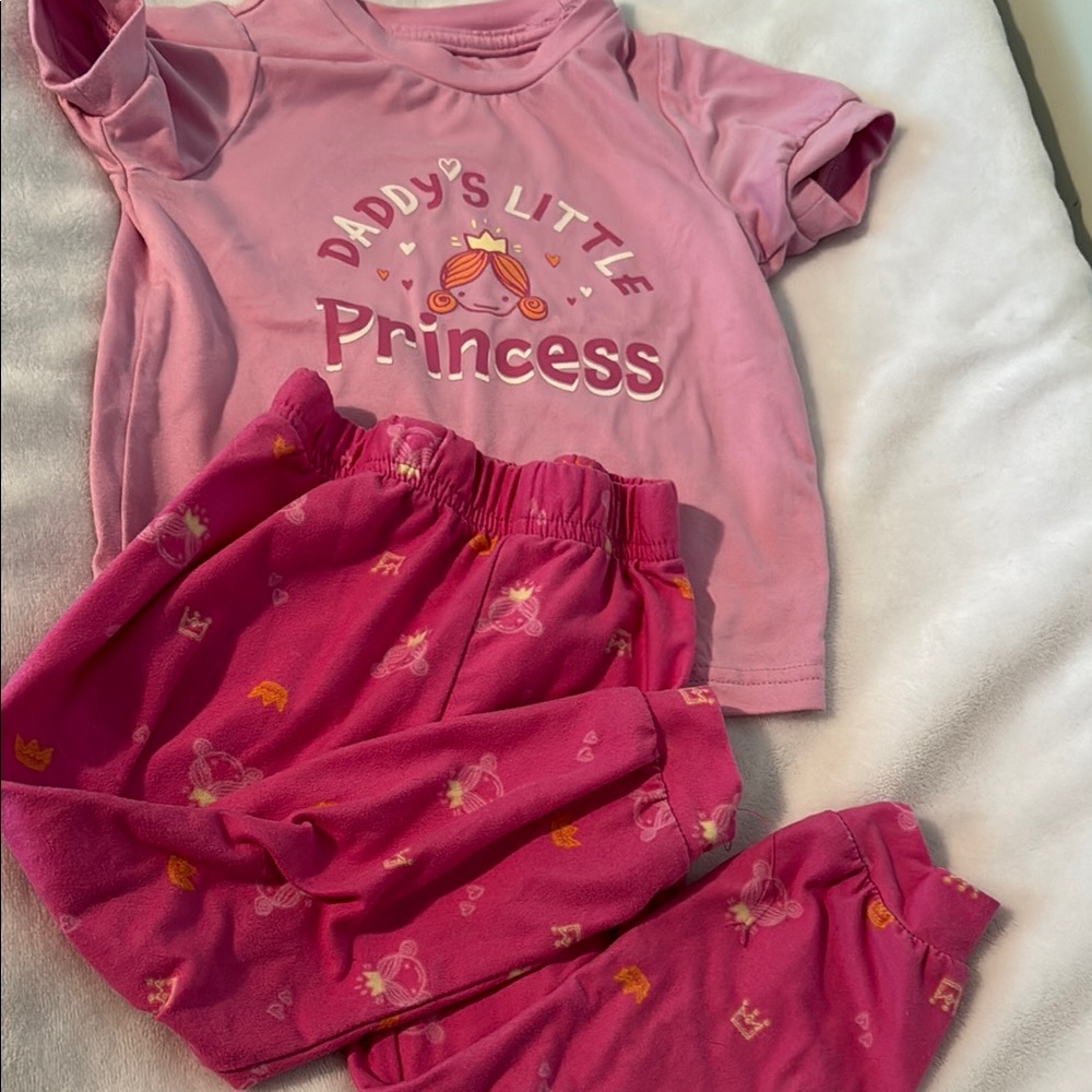 Pink Pajama Set with Princess Theme